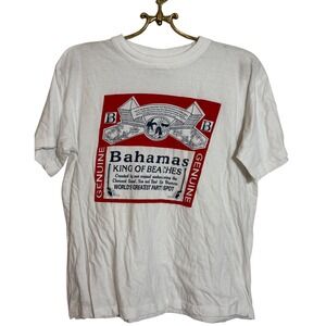 Island Dreams VNTG Bahamas King of Beaches Graphic T Shirt Mens Medium White